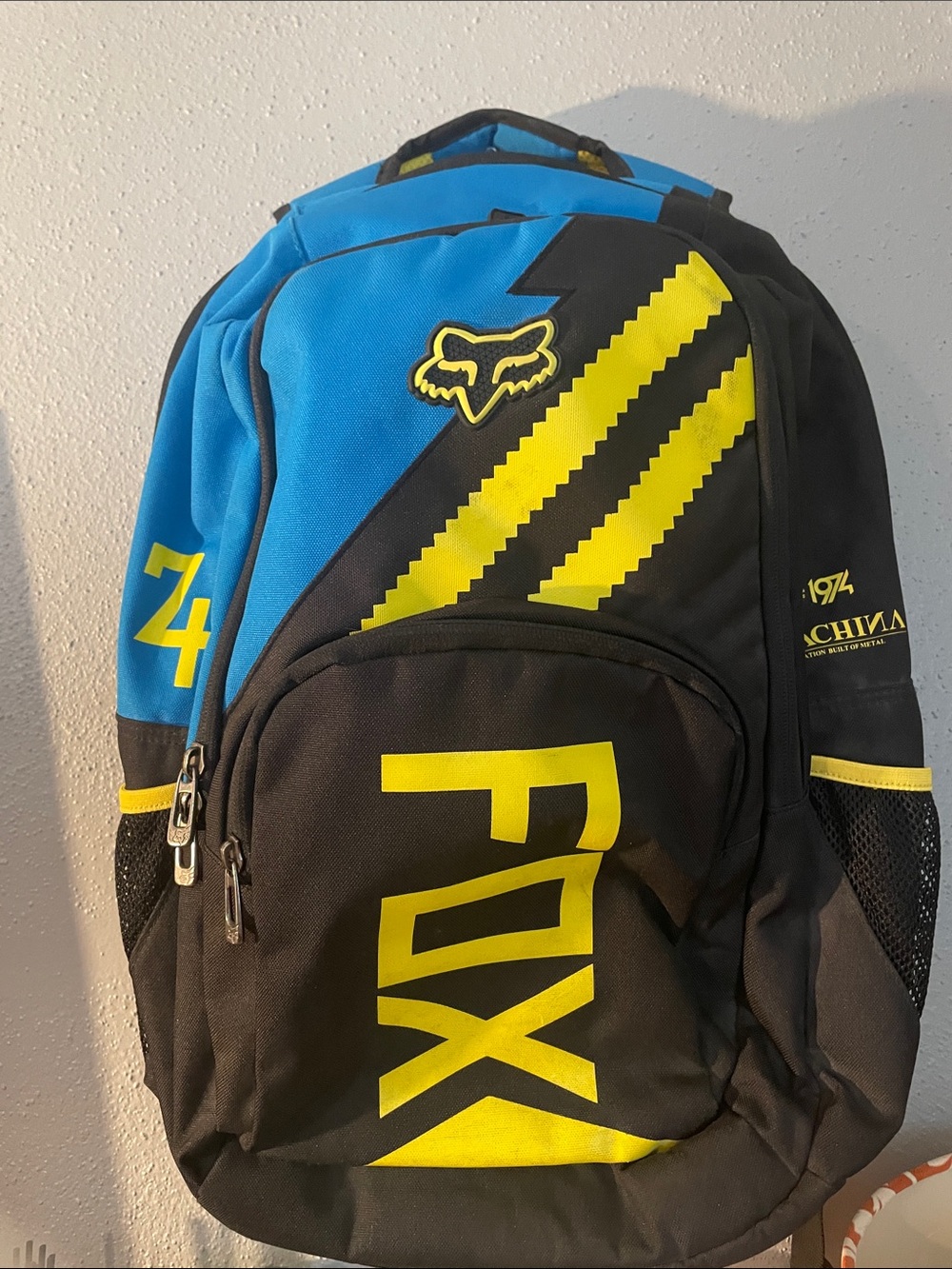 FOX Men's Blue, Black & Yellow Backpack